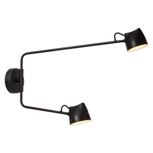 Zwarte oplaadbare wandlamp landelijk, Milne, 6W, 2700K LED, met touchdimmer
