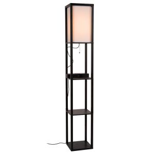 Zwarte vloerlamp modern, Menno, met trekschakelaar