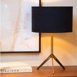 Zwarte tafellamp modern, Tondo, met schakelaar