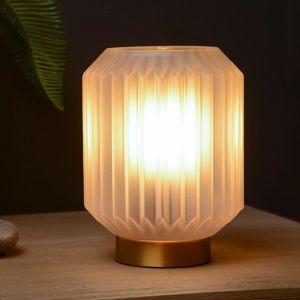 Witte tafellamp Sueno, glas