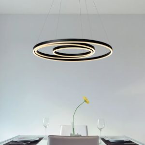 Zwarte hanglamp modern, Triniti, 32W, 3000K LED