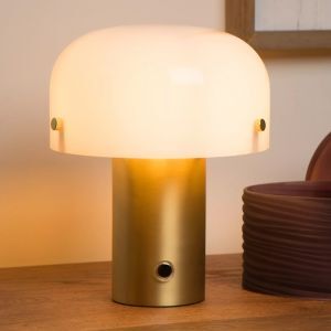 Gouden tafellamp Timon, glas