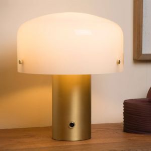 Gouden tafellamp Timon, glas