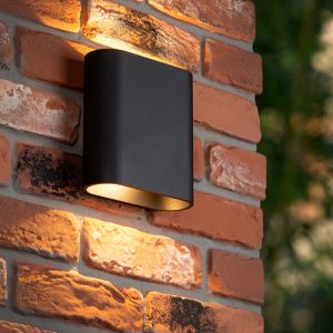 Zwarte up down wandlamp modern, Atila, 5W, 2700K LED, IP54