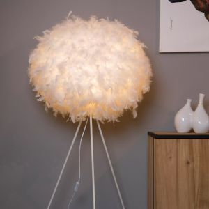 Witte vloerlamp Goosy, Rond