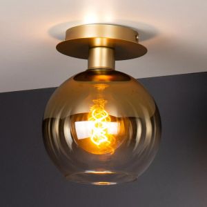 Gouden retro plafonniere, Marius, glas