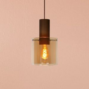 Amberkleurige hanglamp Toledo, aluminium