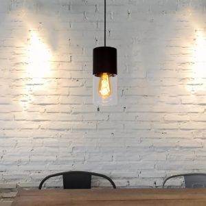 Zwarte hanglamp Zino, glas
