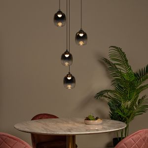Grijze hanglamp rookglas, Tamino, 5,2W, 3000K LED