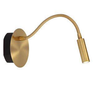 Gouden bedlamp modern, Jolijn, 2W, 3000K LED, met schakelaar