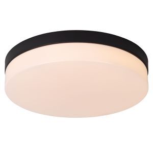 Zwarte badkamer plafondlamp kunststof, Biskit, 24W, 2700K LED, IP44