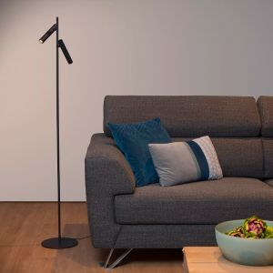 Zwarte staande leeslamp modern, Philon, 4,5W, 3000K LED, met touchdimmer
