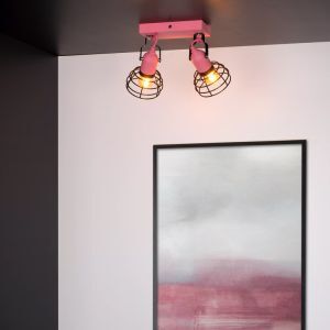 Roze plafondspot Paulien, metaal