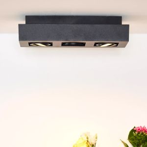 Zwarte dim to warm plafondspot Xirax, incl. 3x 5w GU10