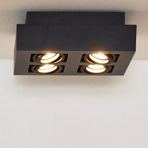 Zwarte dim to warm plafondspot Xirax, incl. 4x 5w GU10