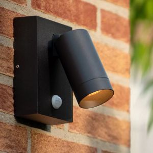 Zwarte buitenlamp met bewegingssensor Taylor, aluminium