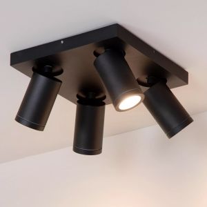 Zwarte plafondspot Taylor, aluminium, IP44