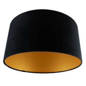 Zwart/gouden velours lampenkap Milene, 40 cm