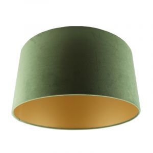 Olijfgroene en gouden velours lampenkap Melanie, 50 cm