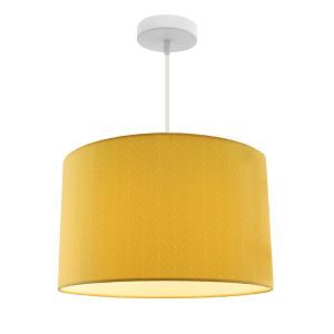 Okergele hanglamp met lijntjesmotief