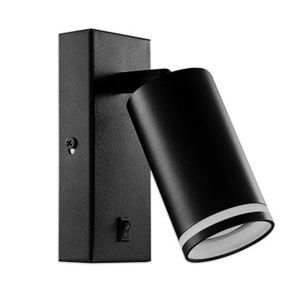 Zwarte wandspot modern, Yorinde, met schakelaar