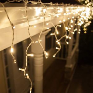 2m koppelbare ijspegelverlichting, Wit snoer, IP67, 50 cm hoog - Warm wit