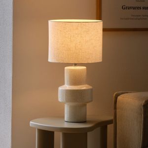Keramische tafellamp beige, Dugan, met schakelaar