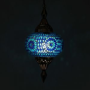Blauwe oosterse hanglamp mozaïek, Aicha