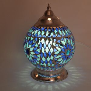 Blauwe oosterse tafellamp mozaïek, Sabri
