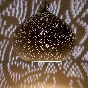 Witte oosterse hanglamp metaal, Noah