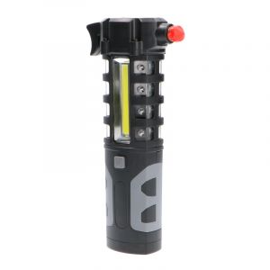 Zwarte looplamp Charley met veiligheidshamer, 3w, IP20, 6500K, op AA-batterijen