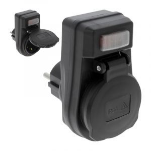 Stekker Randaarde Schakelaar Lamp 10/16A IP44 Zwart