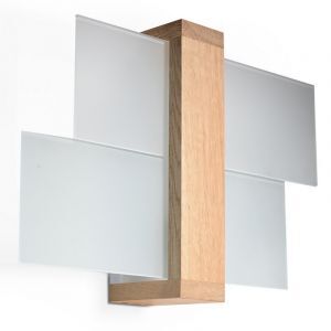 Moderne wandlamp Fouzia, bruin, hout
