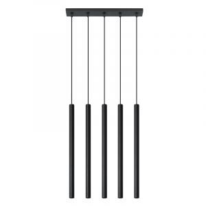 Moderne hanglamp Hillary, zwart, aluminium, 5L