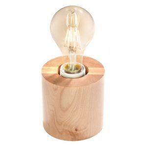 Landelijke tafellamp Anela, bruin, hout