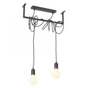 Industriële hanglamp Lauraine, zwart, staal, 2L