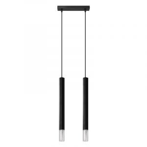 Moderne hanglamp Ishani, zwart, staal, 2L