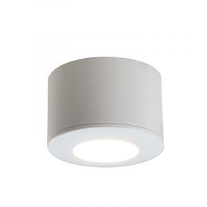 Ronde witte Veranda opbouwspot Vasso, IP44, dimbaar
