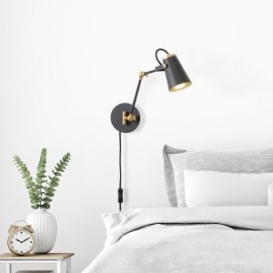 Zwarte wandlamp modern, Skals, met schakelaar