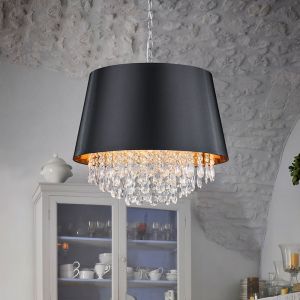 Chroom hanglamp Asiya, Metaal,Textiel