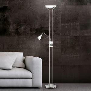 Nikkelen vloerlamp klassiek, Selin, 4,5W, 3000K LED, met schakelaar