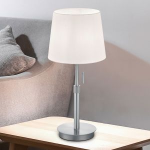 Nikkelen tafellamp klassiek, Niva, met trekschakelaar
