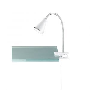 Witte klemspot kunststof, Taimi, 3,8W, 3000K LED, met schakelaar