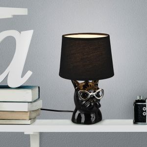 Keramische kinderkamer tafellamp zwart, Magda, met schakelaar