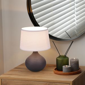 Keramische tafellamp bruin, Yesha, met schakelaar
