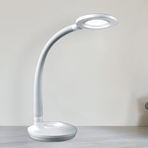 Witte bureaulamp kunststof, Jesse, 3W, 3000K LED, met touchdimmer