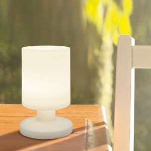 Witte buiten tafellamp kunststof, Wiesje, 1,5W, 3000K LED, IP44, met schakelaar