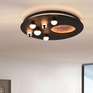 Zwarte plafonnière modern, Gilberto, 42W, warm tot koud wit verstelbare LED, 3-staps dimbaar