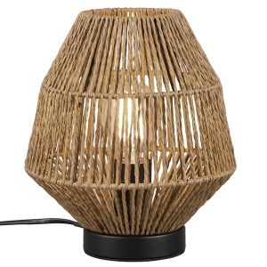 Rotan tafellamp bruin, Fleurtje, met schakelaar