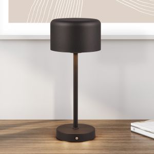 Zwarte tafellamp modern, Dustin, 1,5W, 3000K LED, met touchdimmer